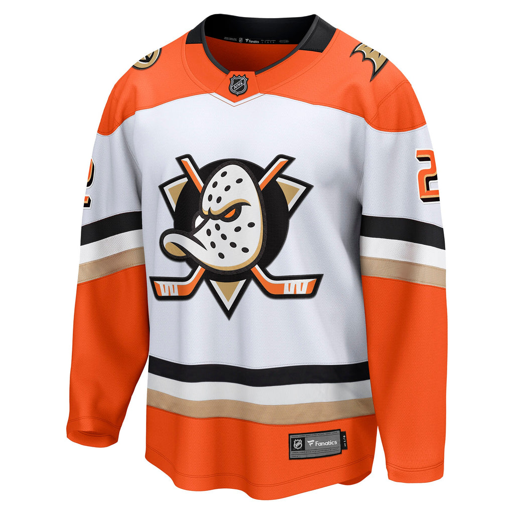 Anaheim Ducks Fanatics Branded Away Breakaway Jersey - White - Jackson LaCombe - Mens