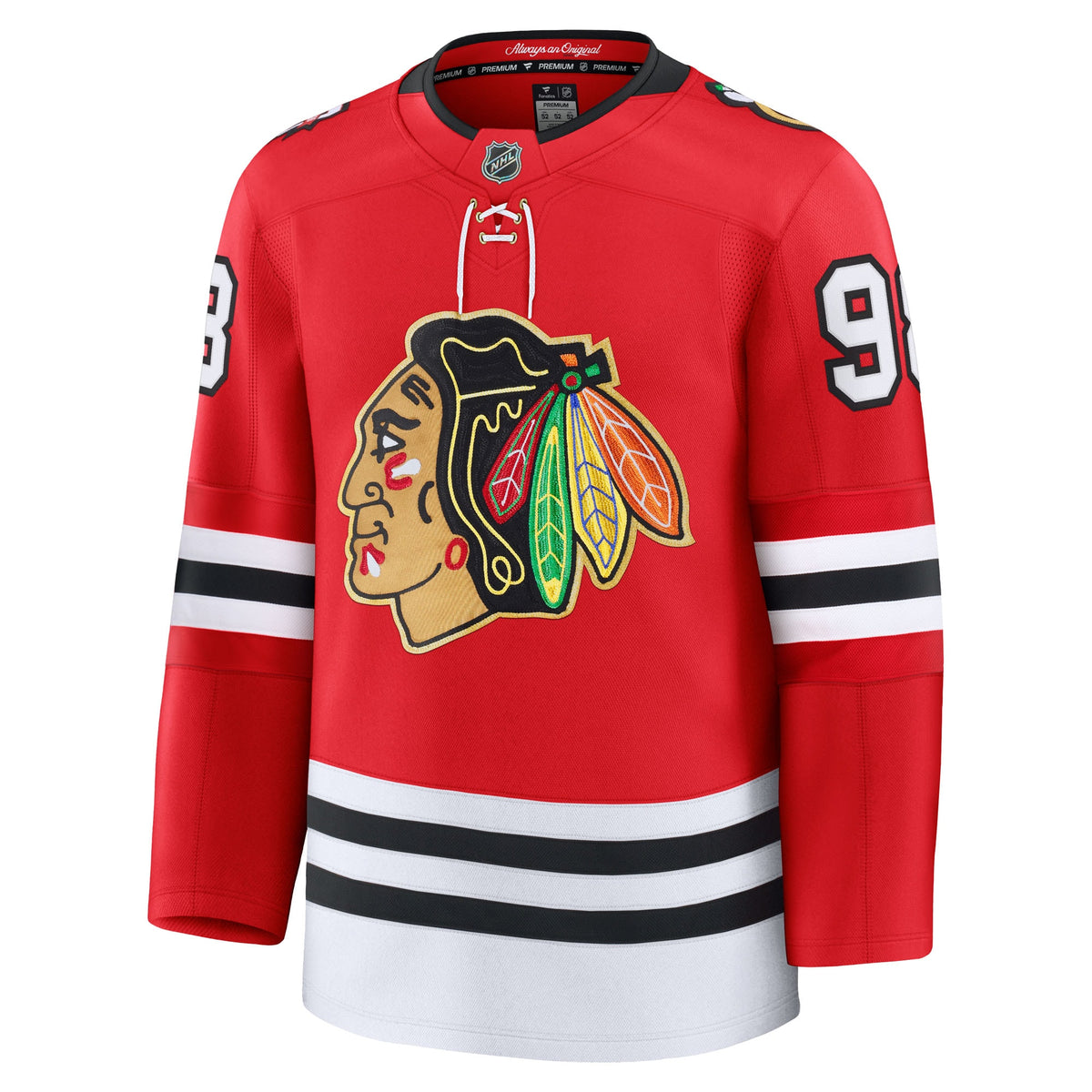 Men's Fanatics Connor Bedard Red Chicago Blackhawks Centennial Premium Player Jersey
