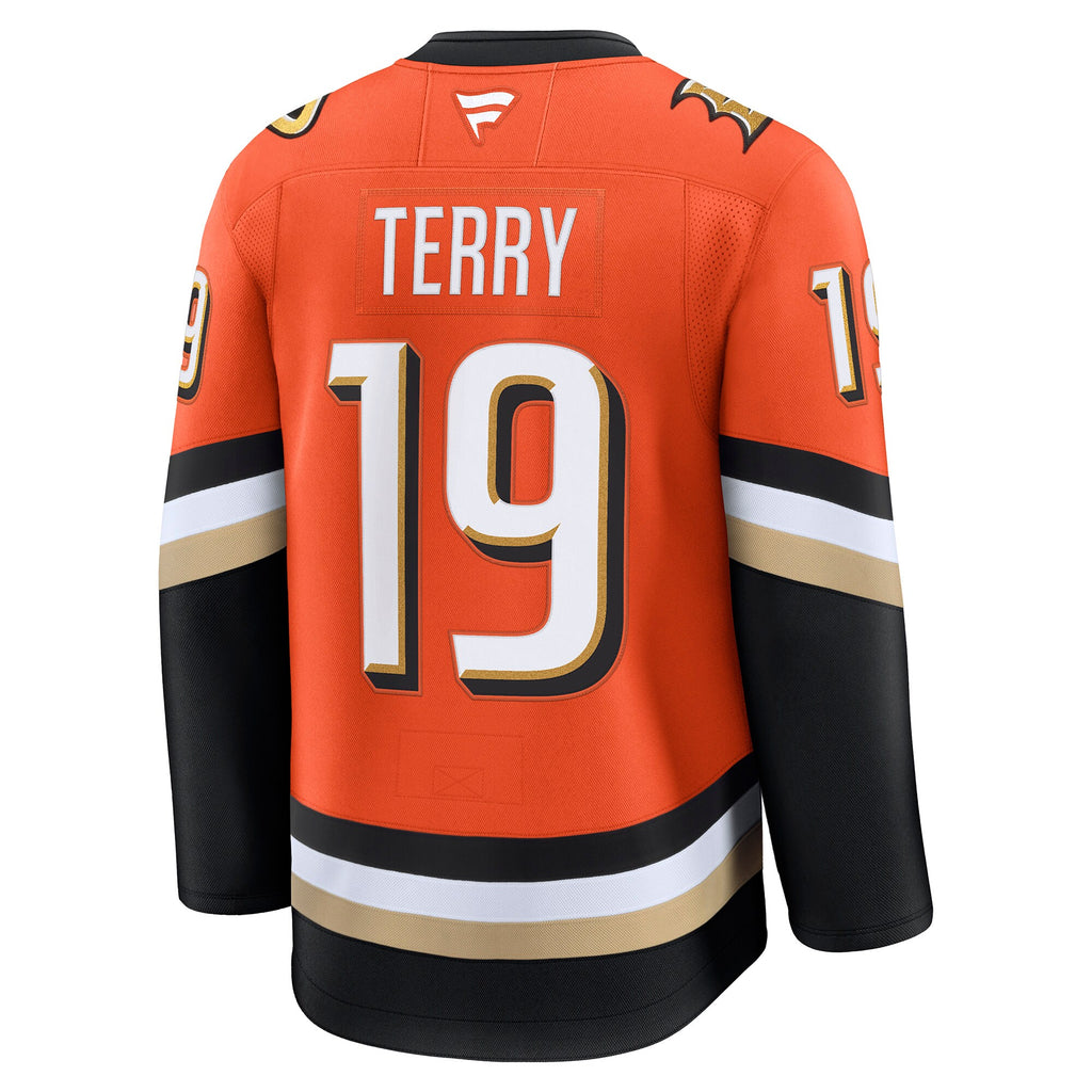 Anaheim Ducks Fanatics Home Premium Jersey - Orange - Troy Terry - Mens
