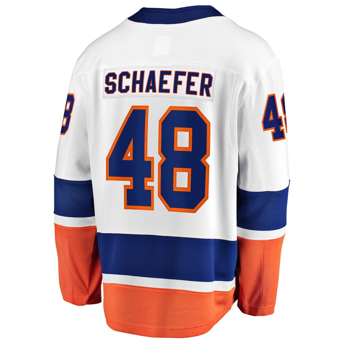 New York Islanders Fanatics Away Breakaway Jersey - White - Matthew Schaefer - Mens