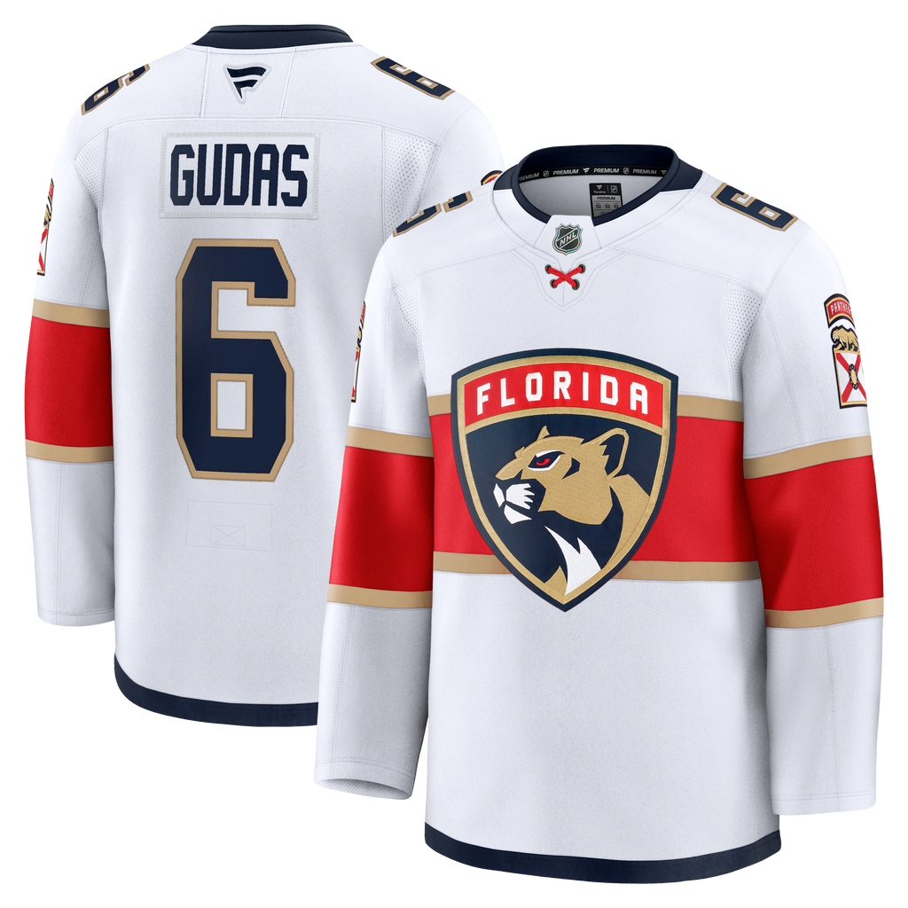 Florida Panthers Fanatics Away Premium Jersey - White - Radko Gudas - Mens