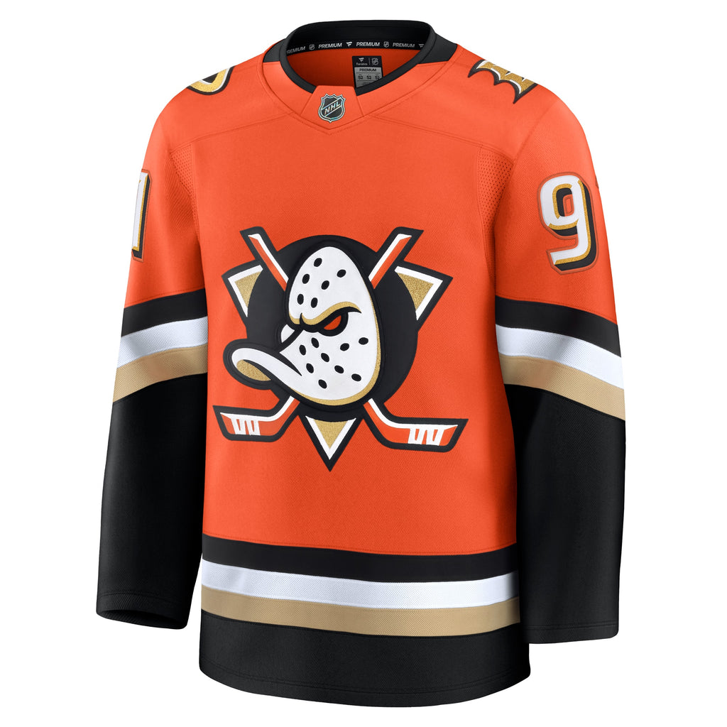 Anaheim Ducks Fanatics Branded Home Premium Jersey - Orange - Leo Carlsson - Mens