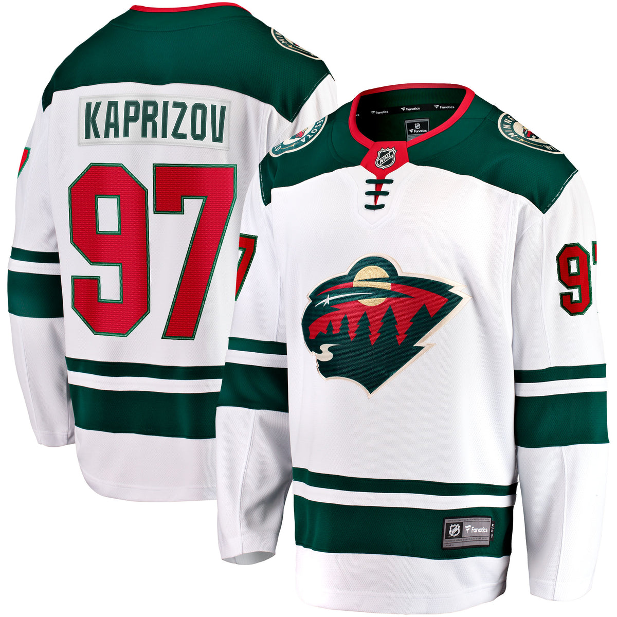 Minnesota Wild Fanatics Away Breakaway Jersey - White - Kirill Kaprizov - Mens