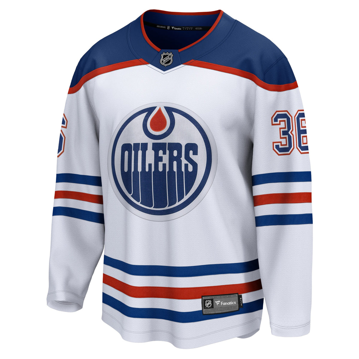 Edmonton Oilers Fanatics Away Breakaway Jersey - White - Jack Campbell - Mens
