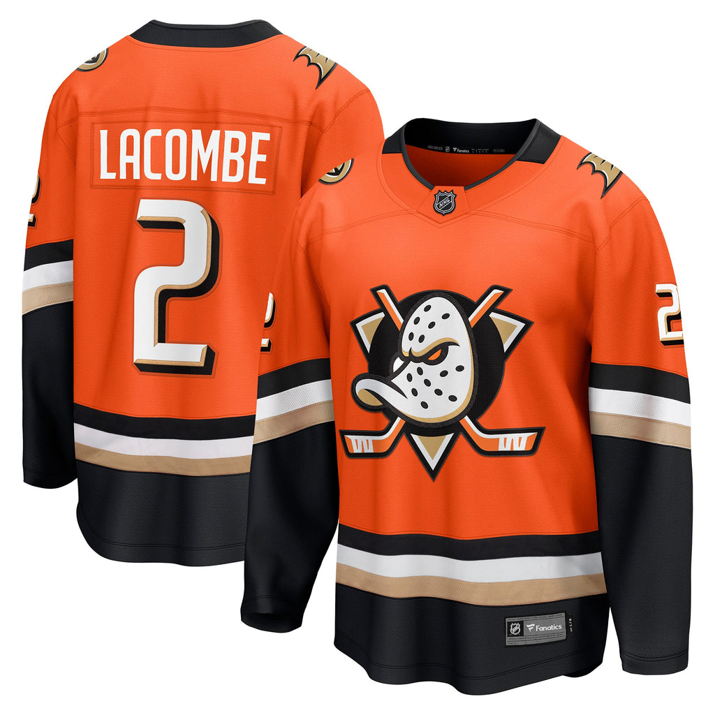Anaheim Ducks Fanatics Home Breakaway Jersey - Orange - Jackson LaCombe - Mens