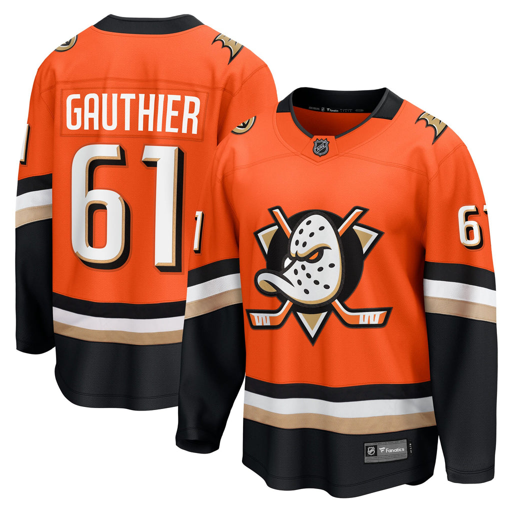 Anaheim Ducks Fanatics Home Breakaway Jersey - Orange - Cutter Gauthier - Mens
