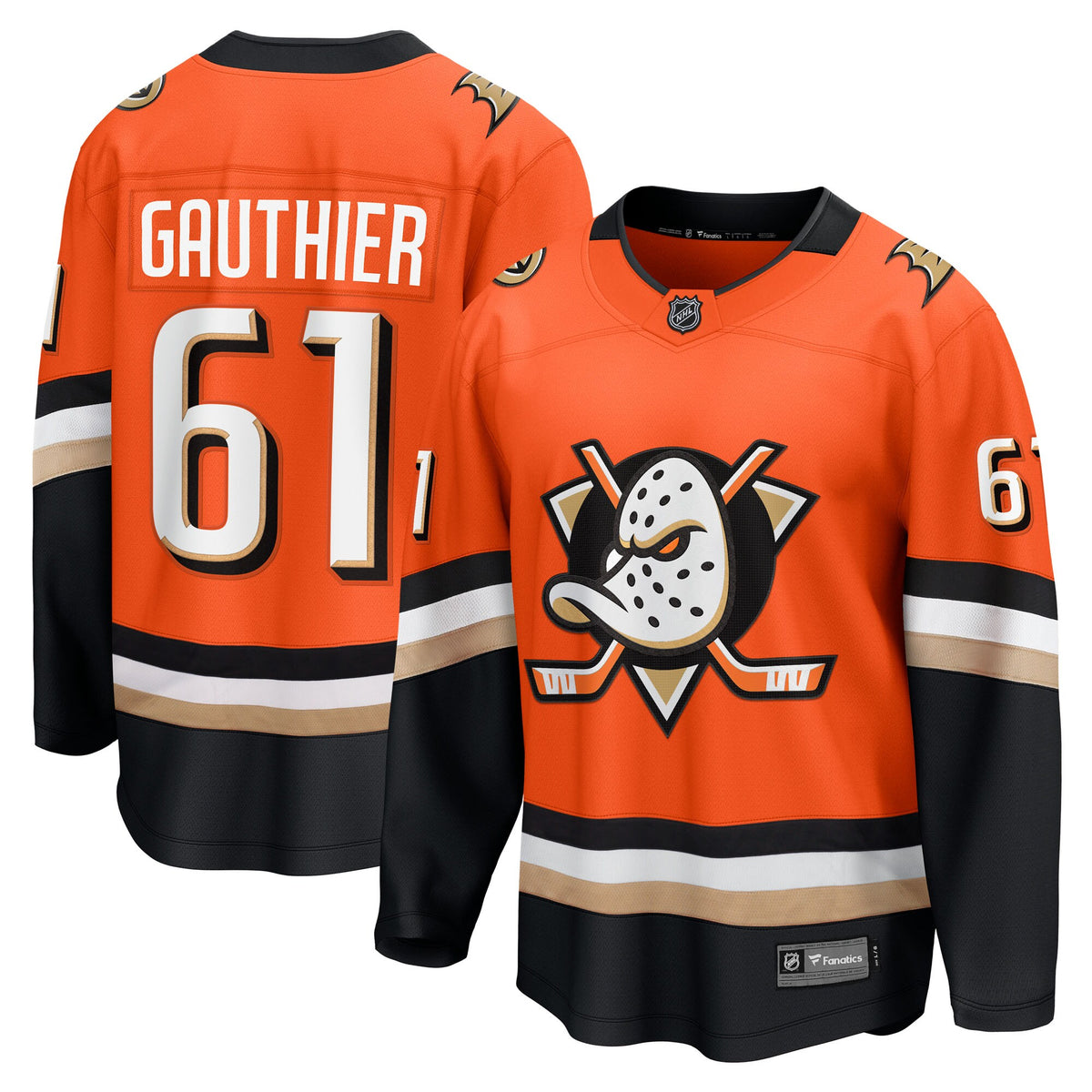 Anaheim Ducks Fanatics Home Breakaway Jersey - Orange - Cutter Gauthier - Mens