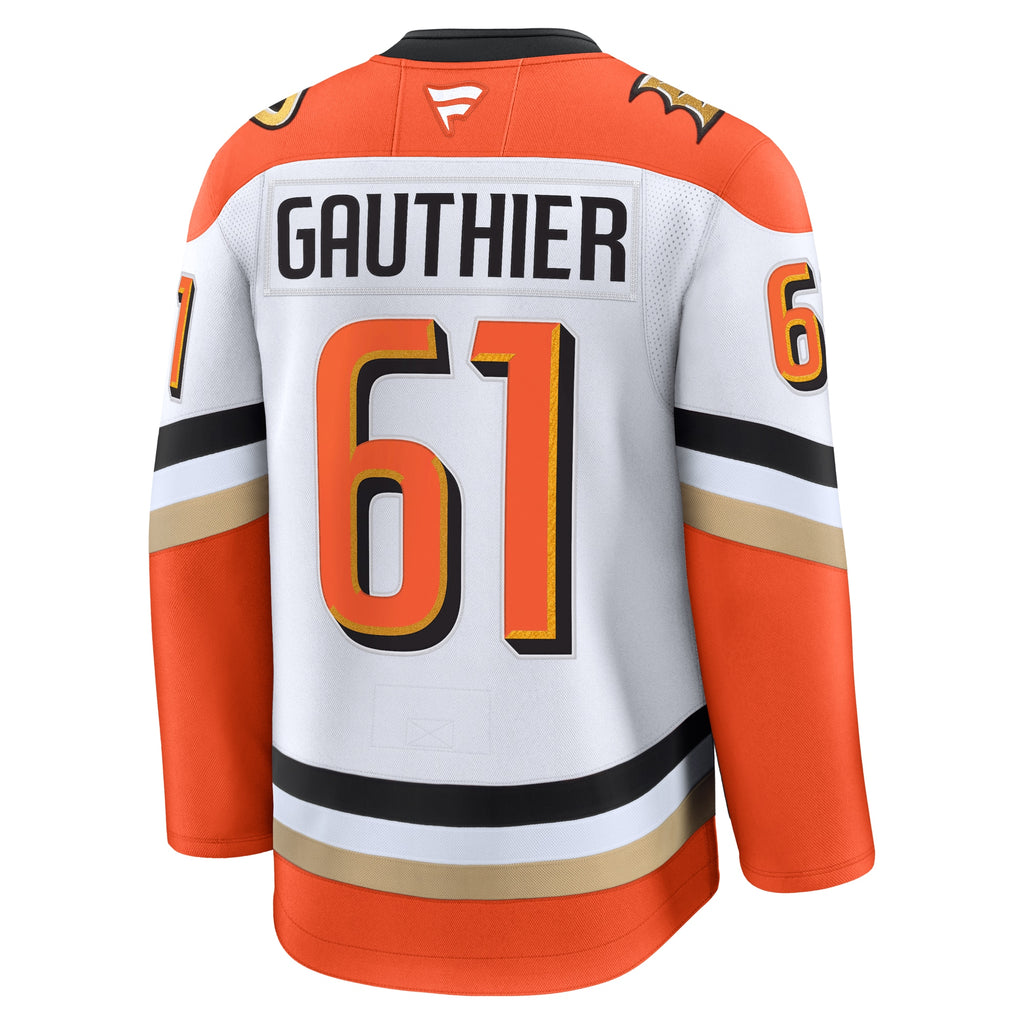 Anaheim Ducks Fanatics Away Premium Jersey - White - Cutter Gauthier - Mens