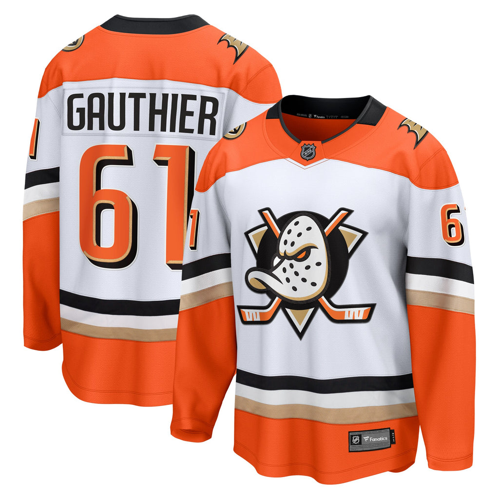 Anaheim Ducks Fanatics Branded Away Breakaway Jersey - White - Cutter Gauthier - Mens