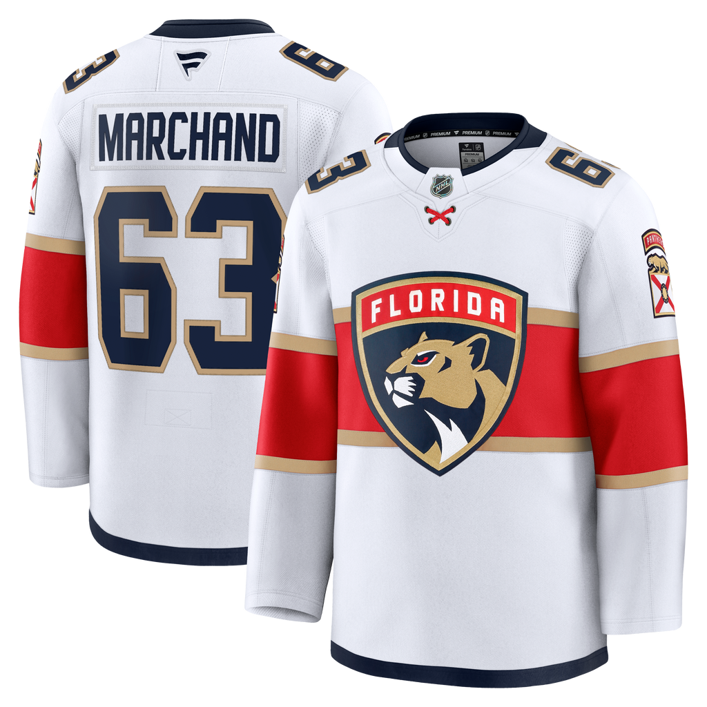 Florida Panthers Fanatics Away Premium Jersey - White - Brad Marchand - Mens
