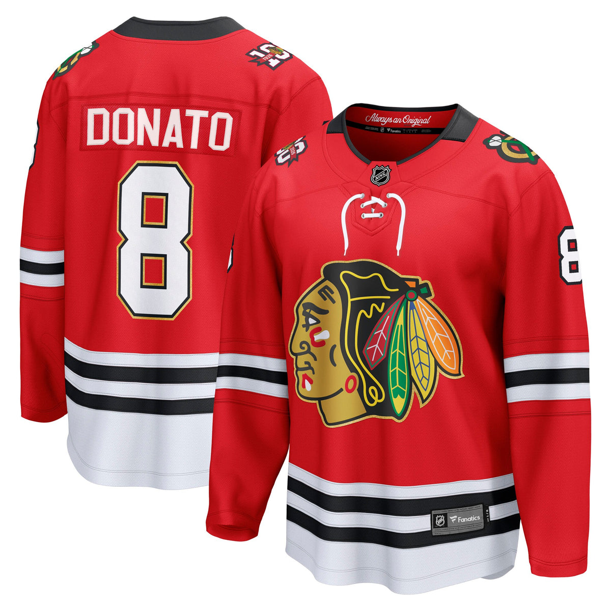 Chicago Blackhawks Fanatics Home Centennial Breakaway Jersey - Red - Ryan Donato - Mens