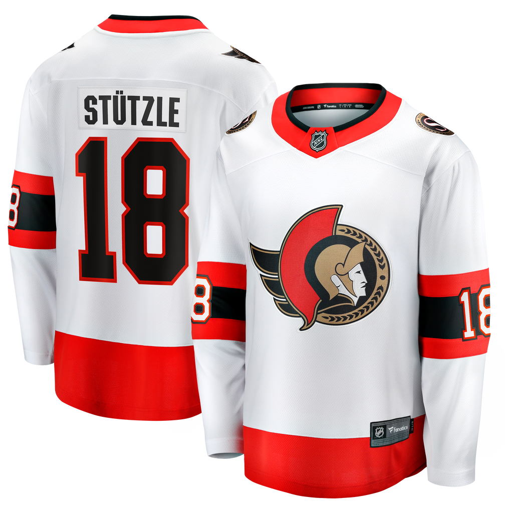 Ottawa Senators Fanatics Away Breakaway Jersey - White - Tim Stützle - Mens