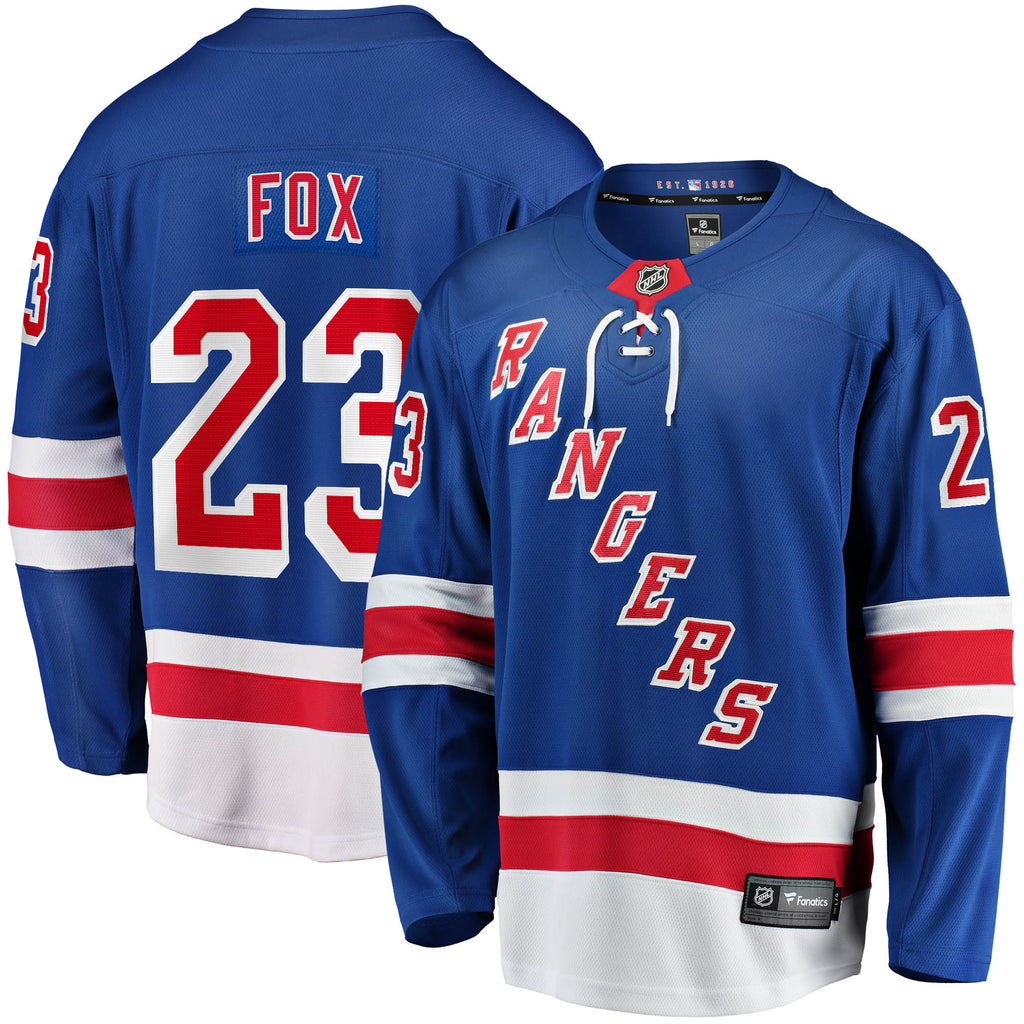 Men's Fanatics Adam Fox Blue New York Rangers Home Breakaway Replica Jersey