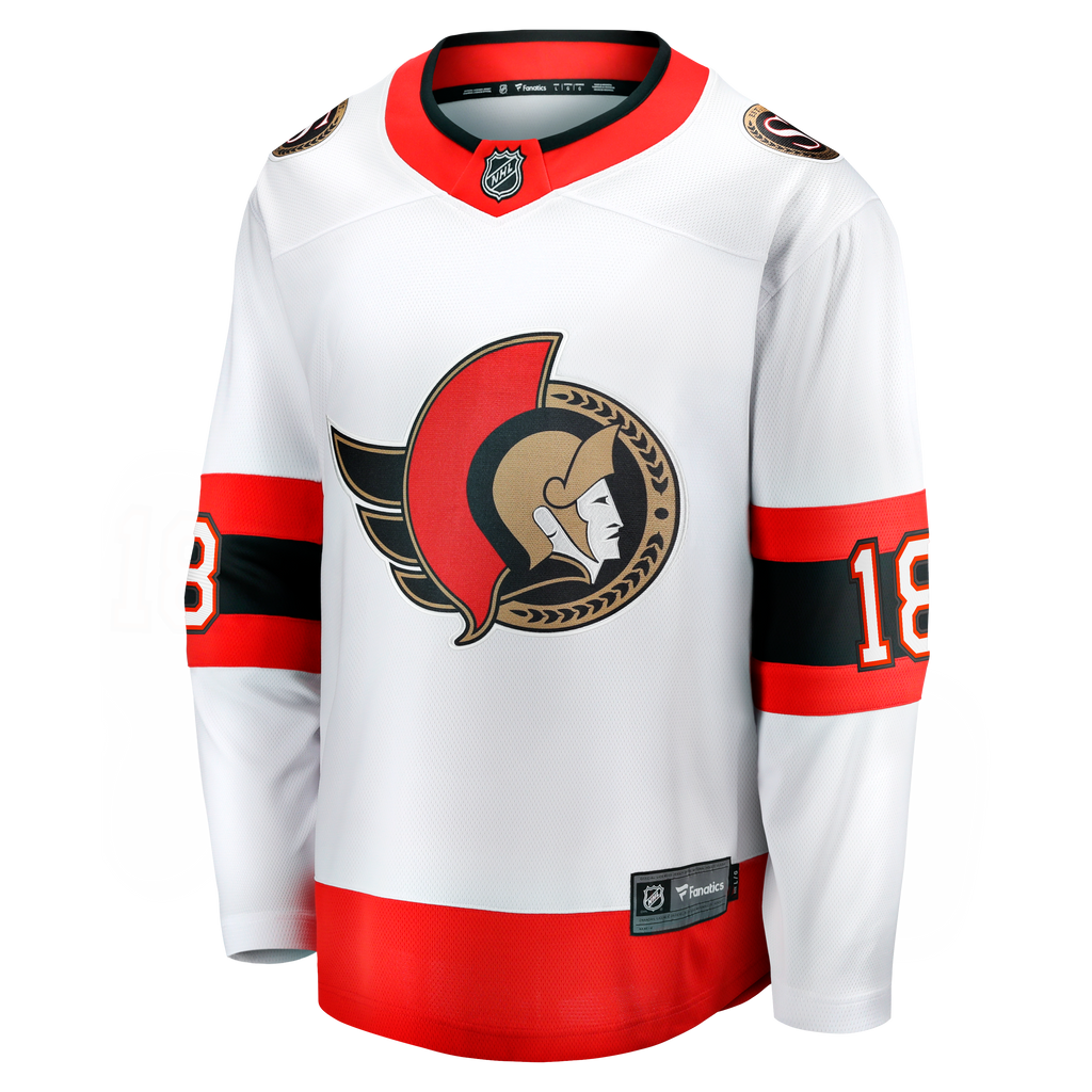 Ottawa Senators Fanatics Away Breakaway Jersey - White - Tim Stützle - Mens