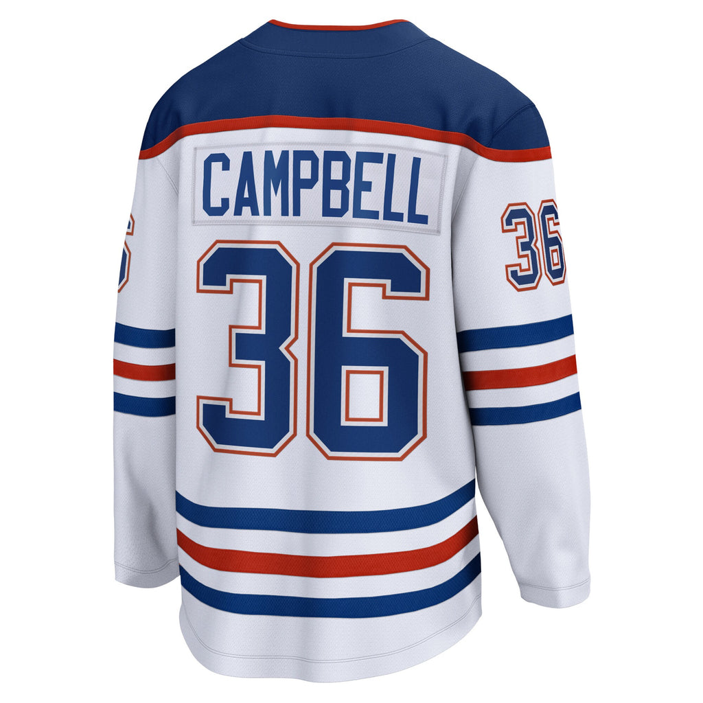 Edmonton Oilers Fanatics Away Breakaway Jersey - White - Jack Campbell - Mens
