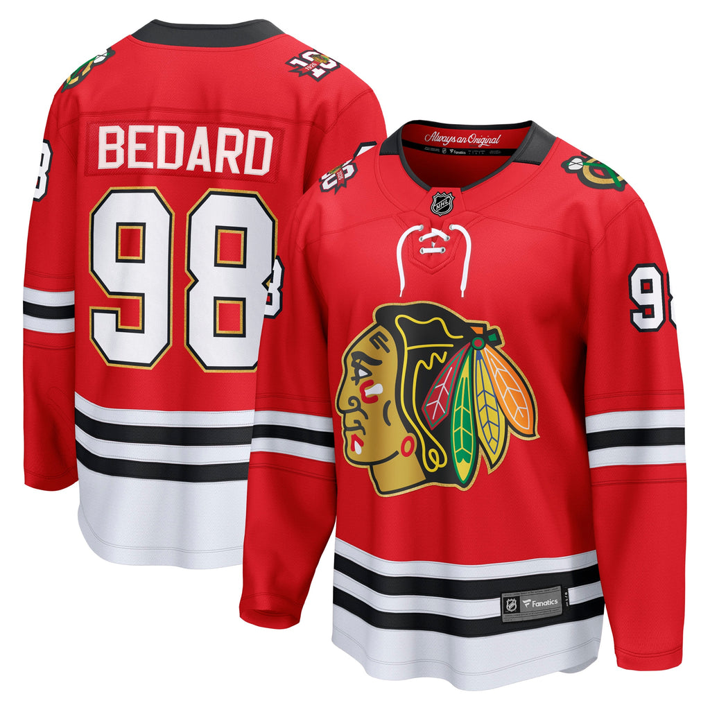 Chicago Blackhawks Fanatics Home Centennial Breakaway Jersey - Red - Connor Bedard - Mens