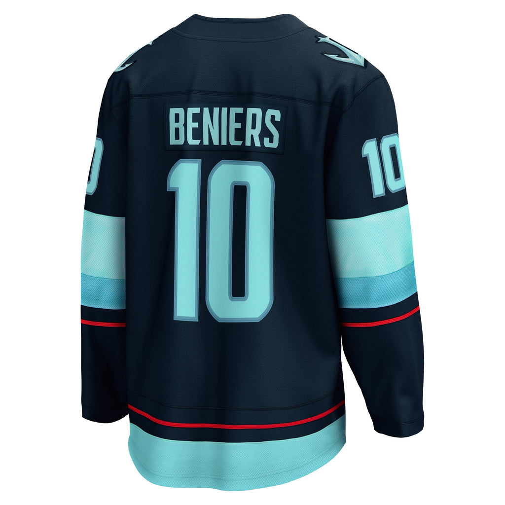 Men's Fanatics Matty Beniers Deep Sea Blue Seattle Kraken Premier Breakaway Player Jersey