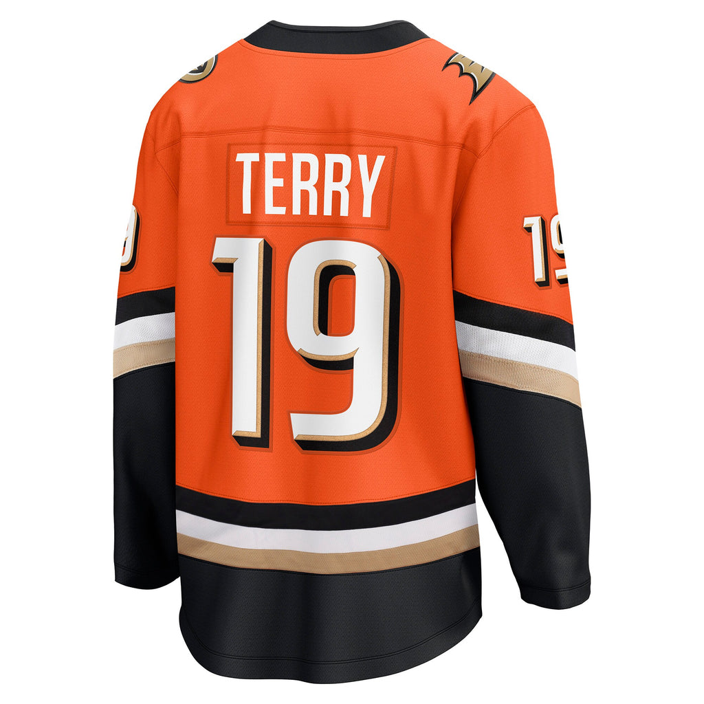 Anaheim Ducks Fanatics Home Breakaway Jersey - Orange - Troy Terry - Mens