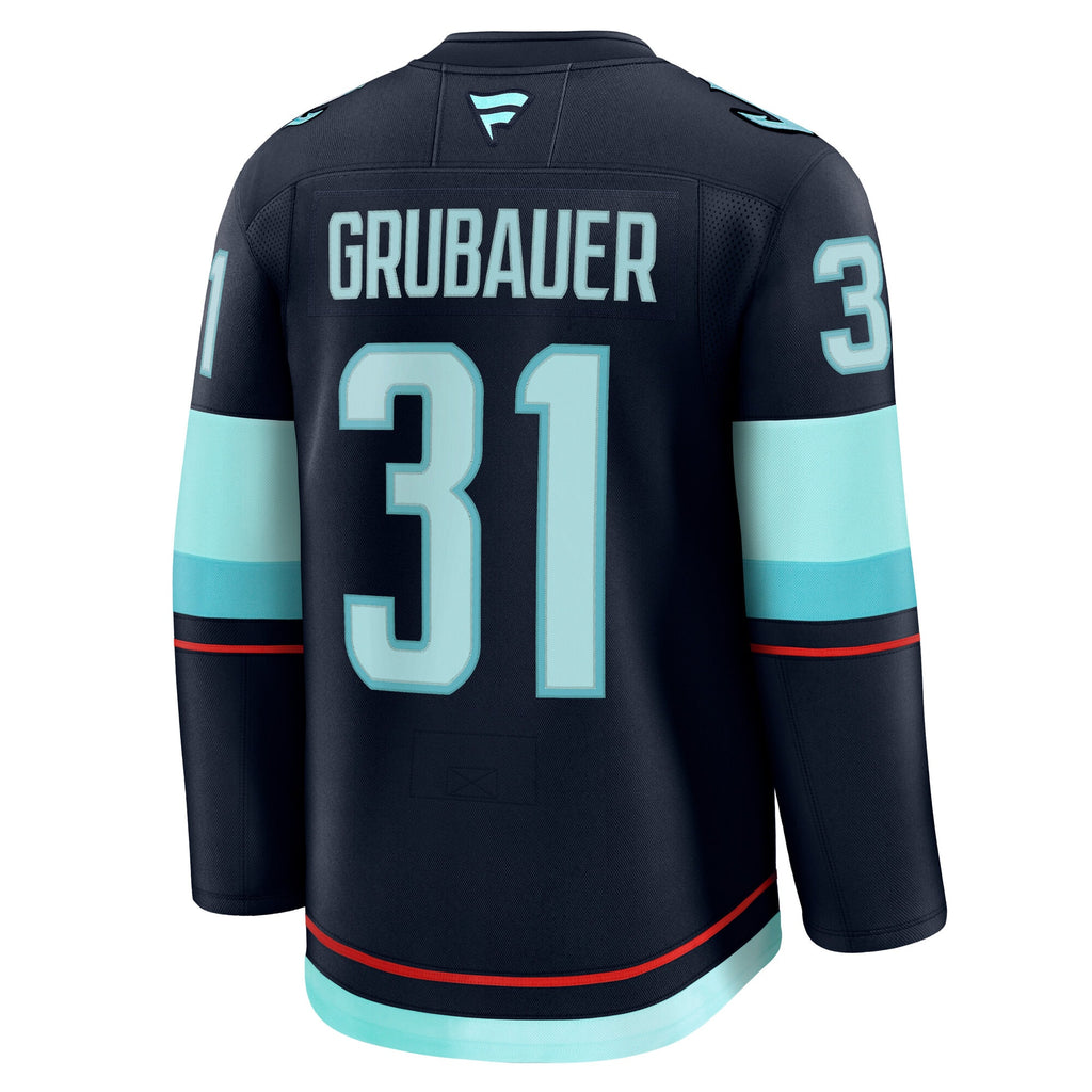 Seattle Kraken Fanatics Branded Home Premium Jersey - Deep Sea Blue - Philipp Grubauer - Mens