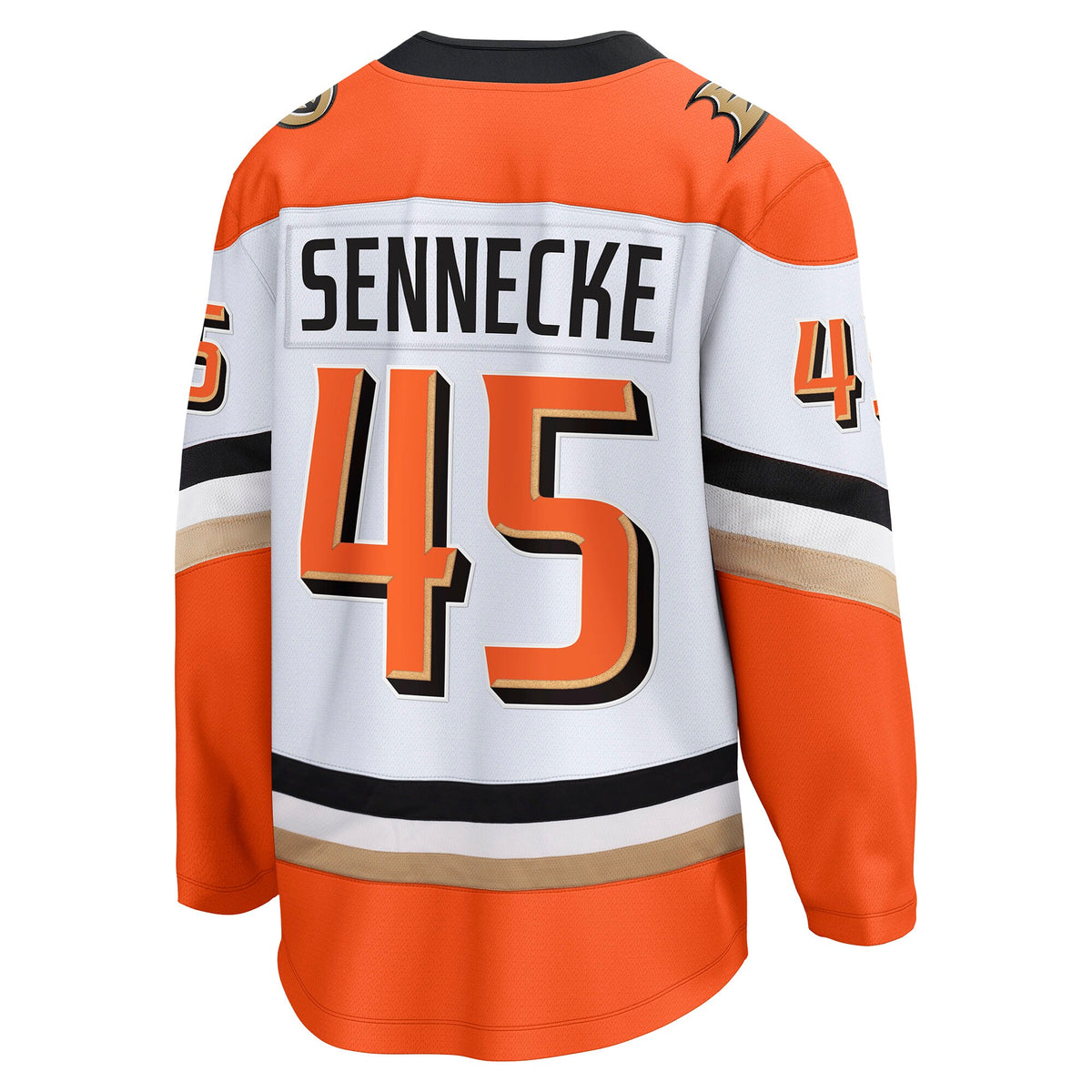 Anaheim Ducks Fanatics Road Breakaway Jersey - White - Beckett Sennecke - Mens