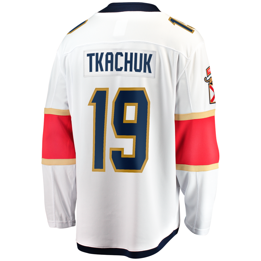 Florida Panthers Fanatics Away Breakaway Jersey - White - Matthew Tkachuk - Mens
