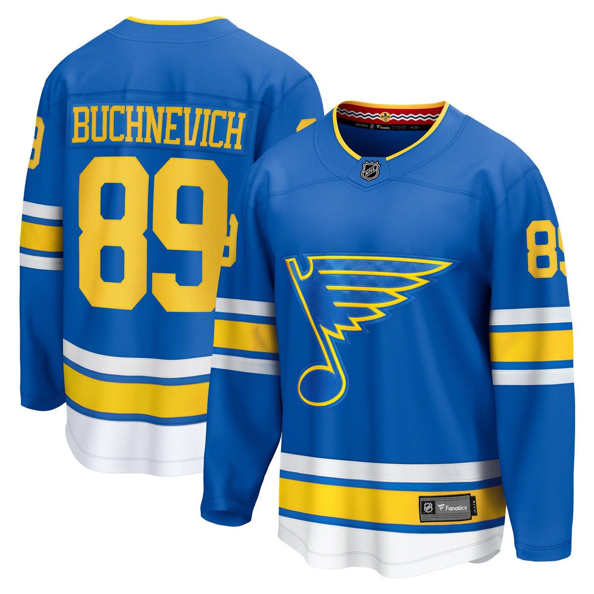 St. Louis Blues Fanatics Branded Home Breakaway Jersey - Blue - Pavel Buchnevich - Mens