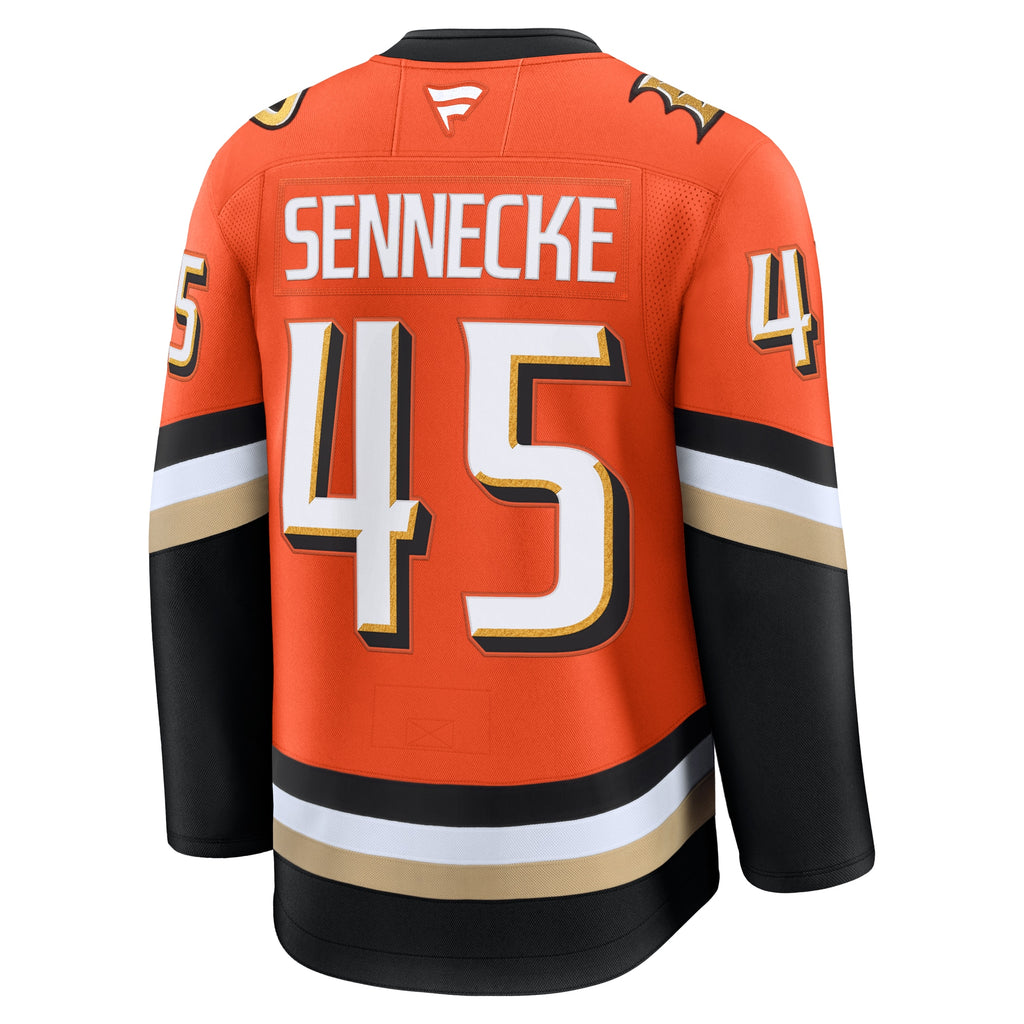 Anaheim Ducks Fanatics Home Premium Jersey - Orange - Beckett Sennecke - Mens