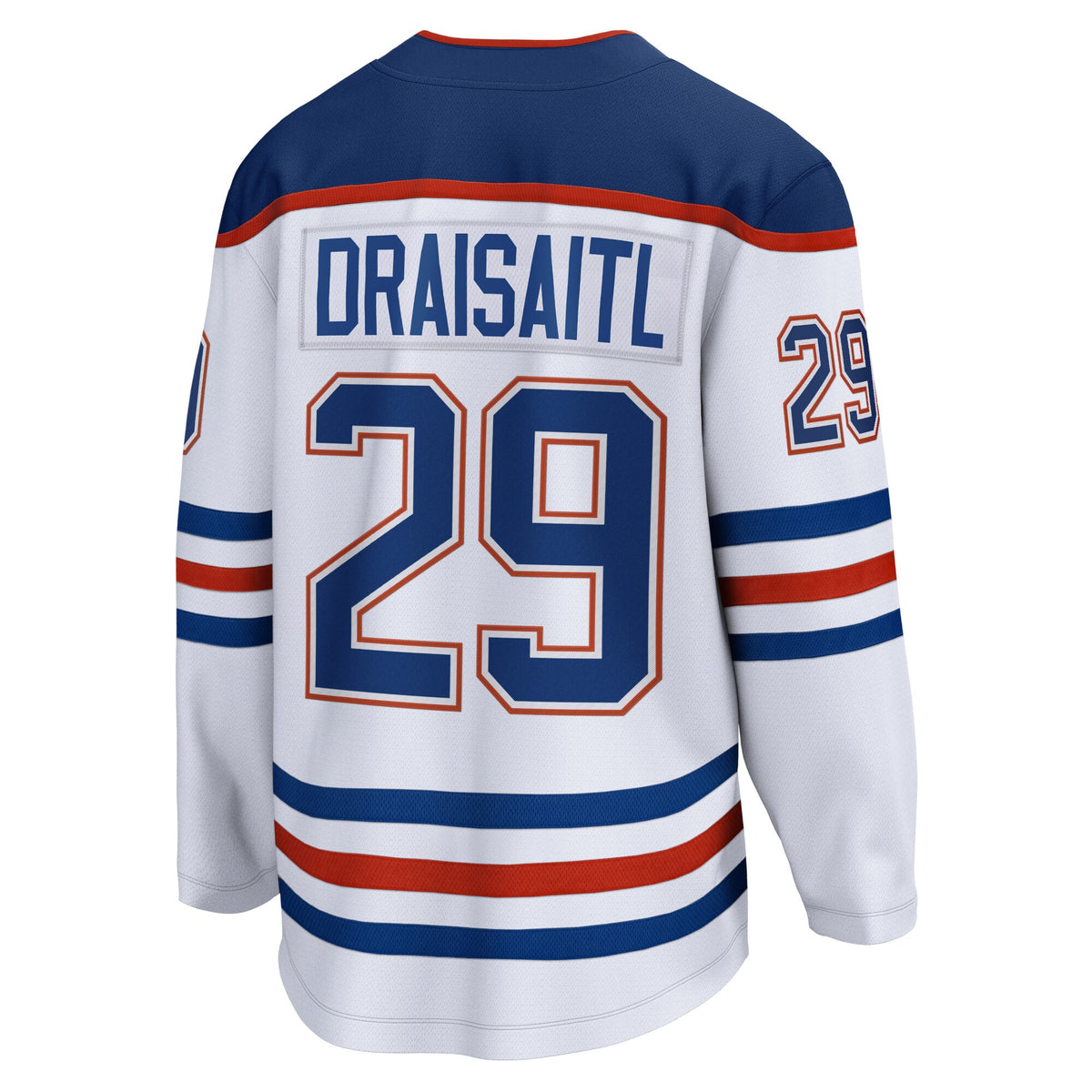 Edmonton Oilers Fanatics Away Breakaway Jersey - White - Leon Draisaitl - Mens
