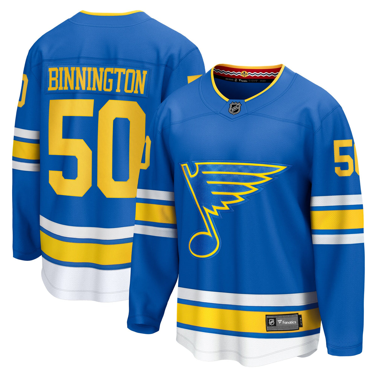 St. Louis Blues Fanatics Branded Home Breakaway Jersey - Blue - Jordan Binnington - Mens