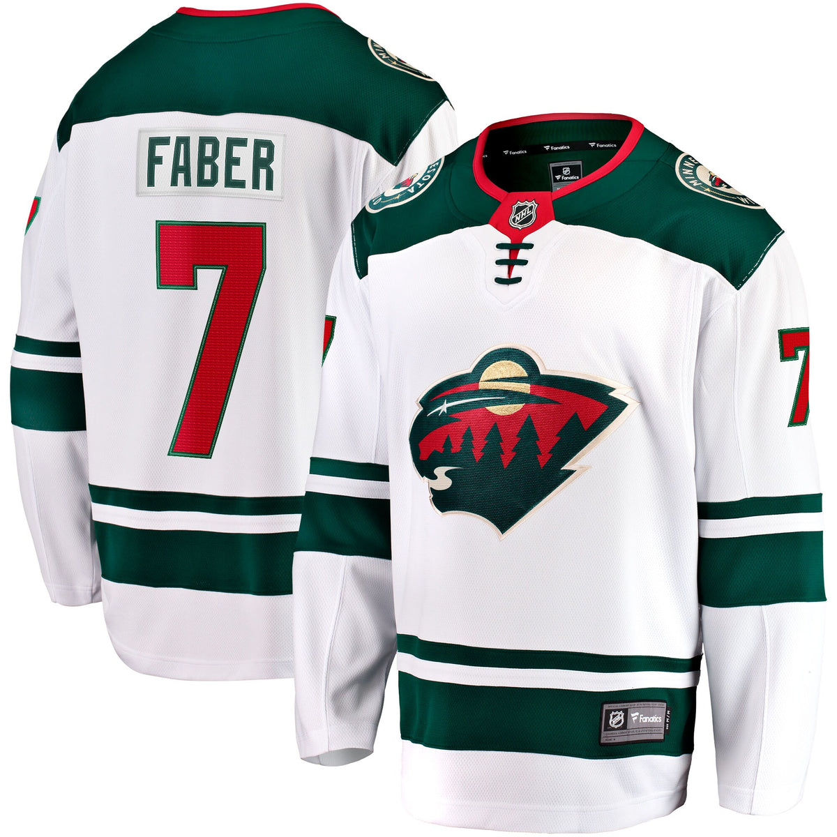 Minnesota Wild Fanatics Away Breakaway Jersey - White - Brock Faber - Mens
