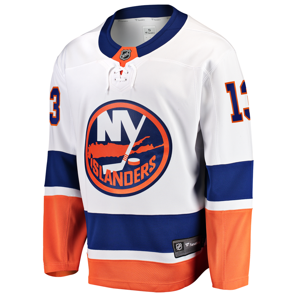 New York Islanders Fanatics Away Breakaway Jersey - White - Mathew Barzal - Mens