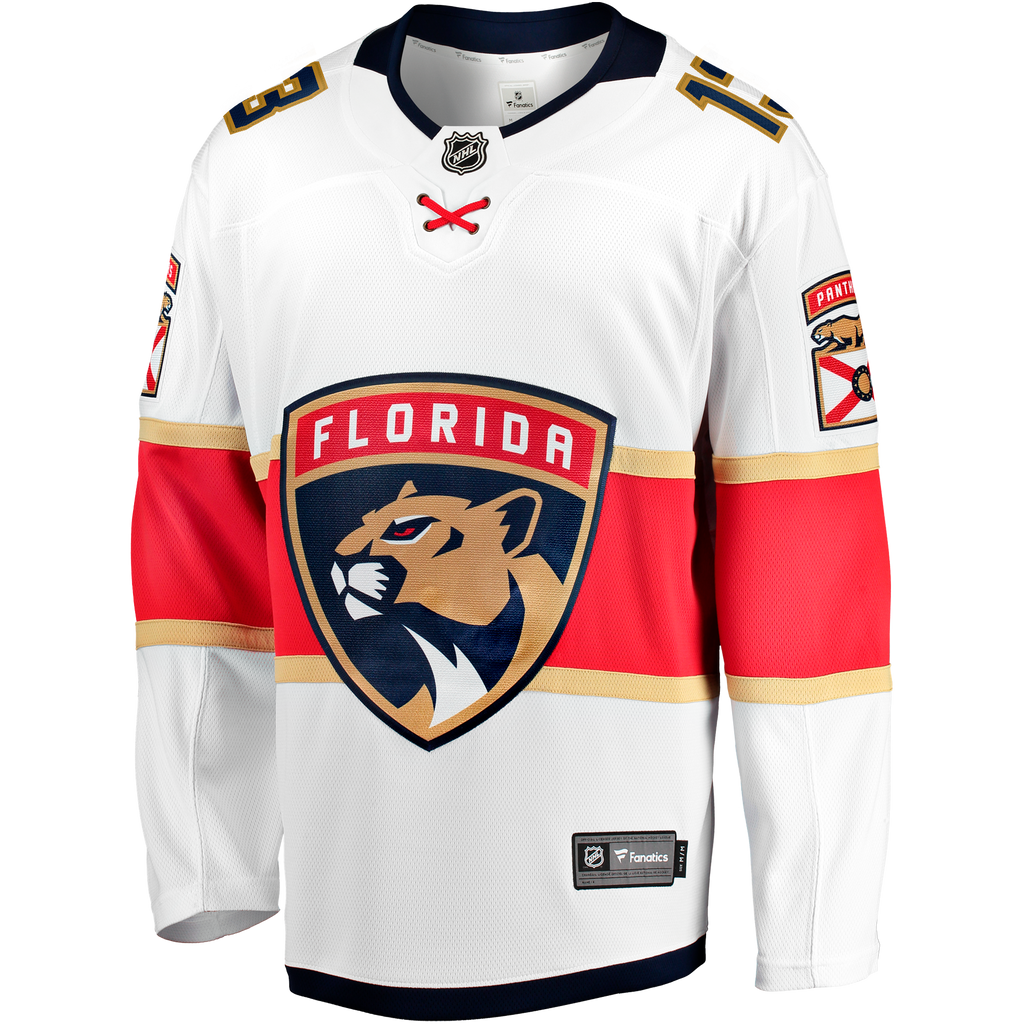 Florida Panthers Fanatics Away Breakaway Jersey - White - Sam Reinhart - Mens