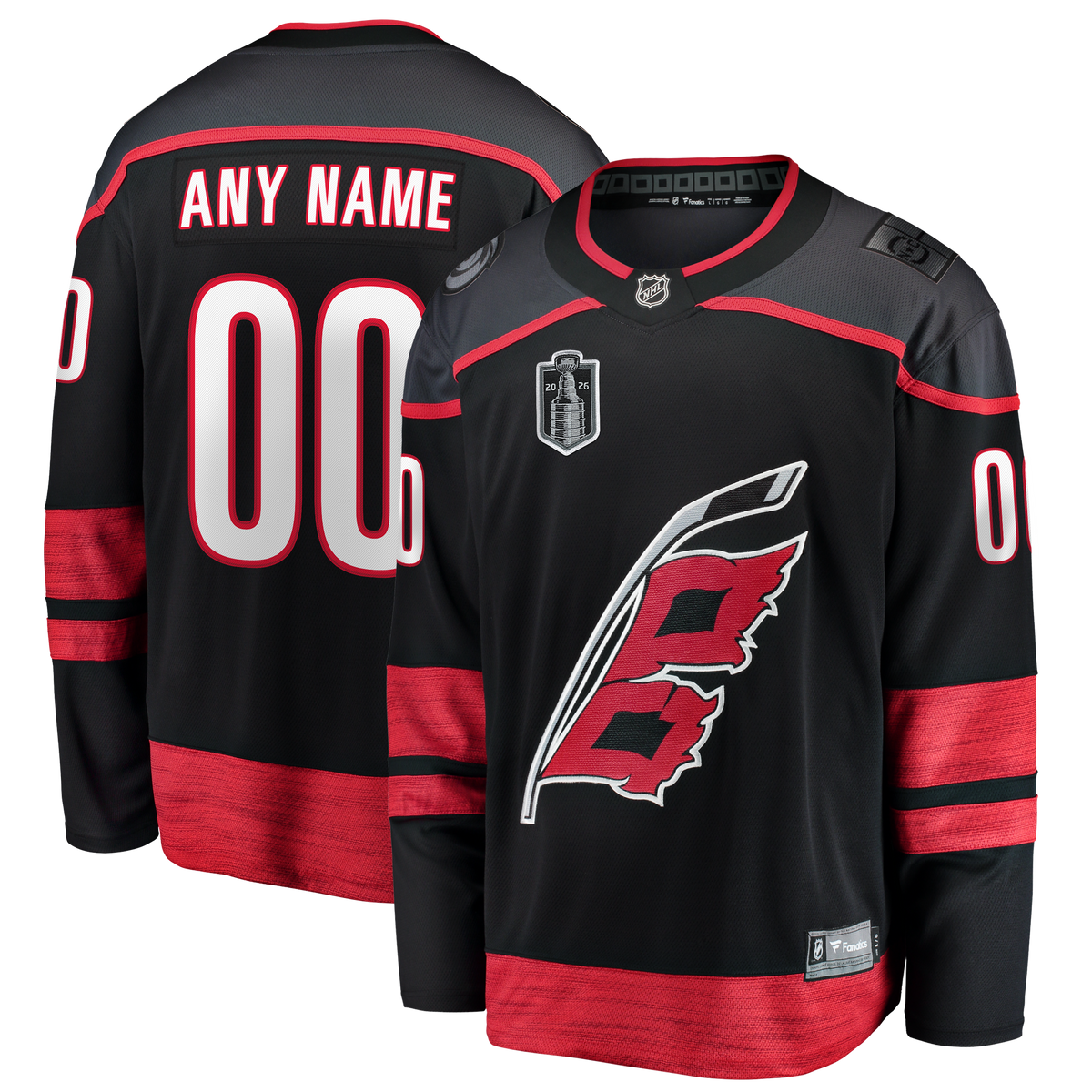 Men's Fanatics Black Carolina Hurricanes 2026 Stanley Cup Final Home Breakaway Custom Jersey