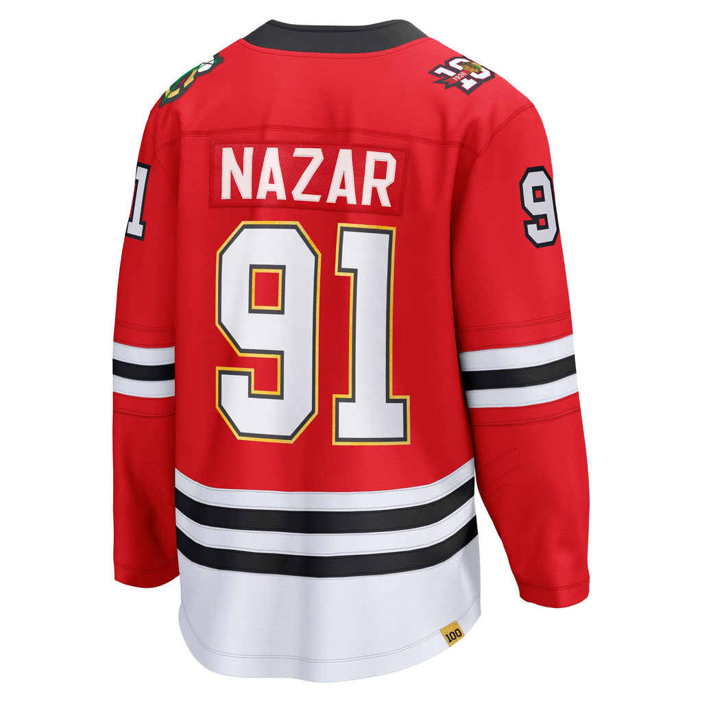Chicago Blackhawks Fanatics Home Centennial Breakaway Jersey - Red - Frank Nazar - Mens