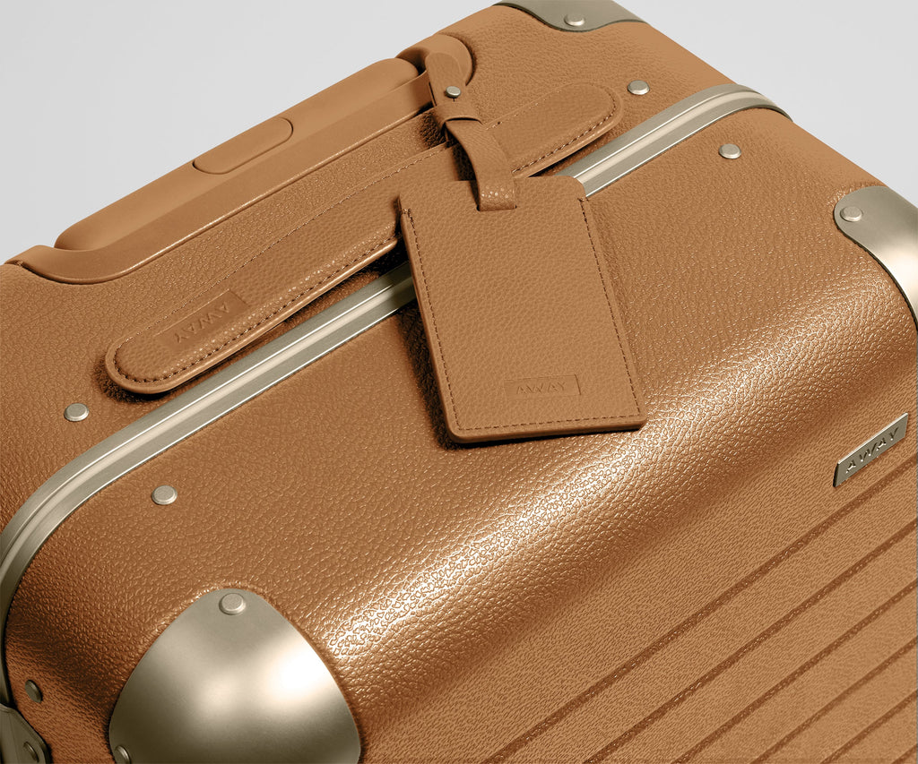 Away The Aluminum Edge Bigger Carry-On Suitcase - Cognac Brown