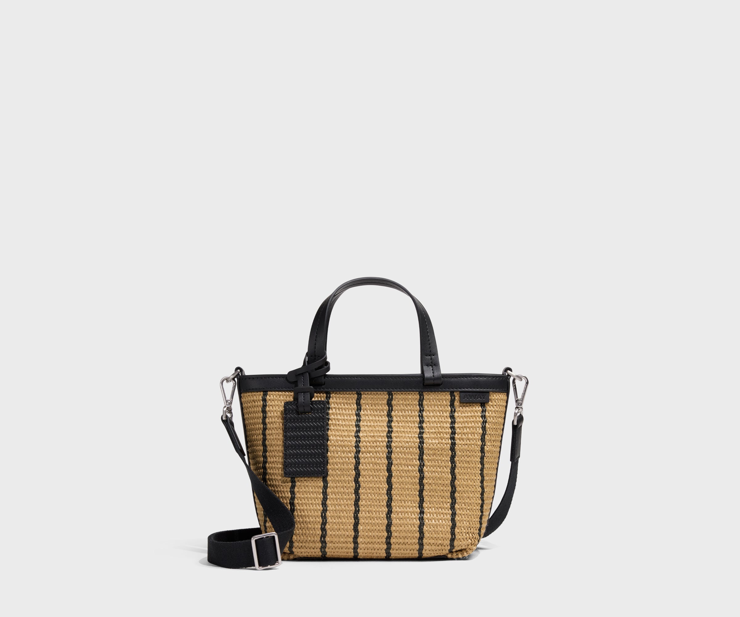 Away Mini Riviera Straw Tote Tote Bag - Black Seagrass