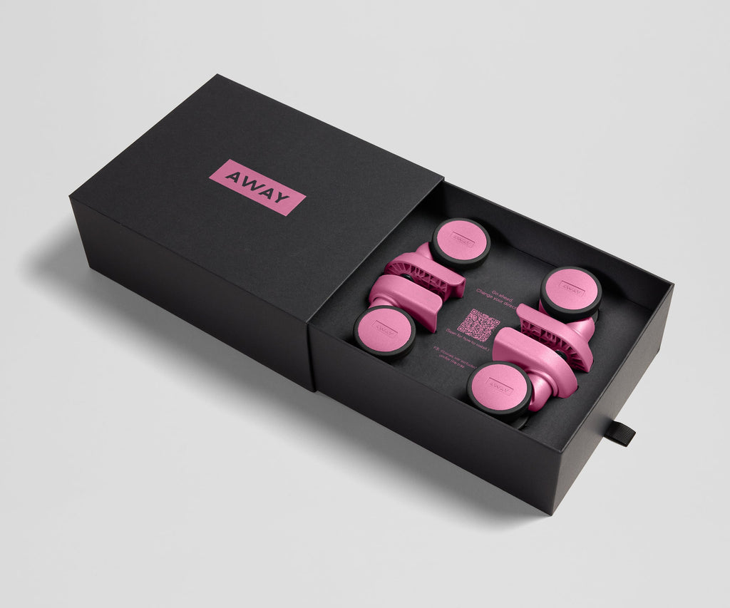 Away Custom Checked Wheel Set Suitcase - Peony Pink