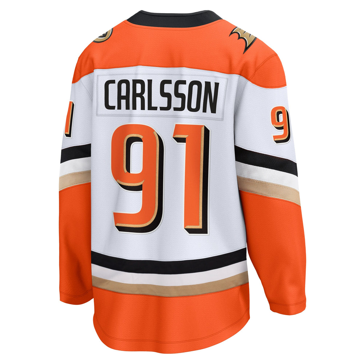 Anaheim Ducks Fanatics Road Breakaway Jersey - White - Leo Carlsson - Mens