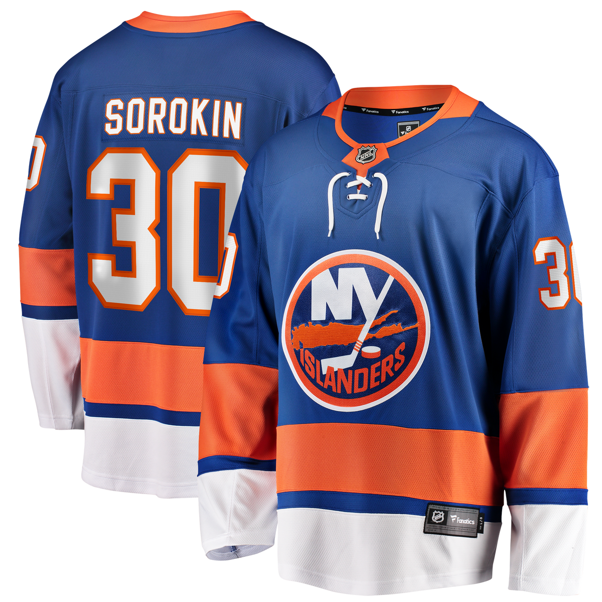New York Islanders Fanatics Home Breakaway Jersey - Royal - Ilya Sorokin - Mens