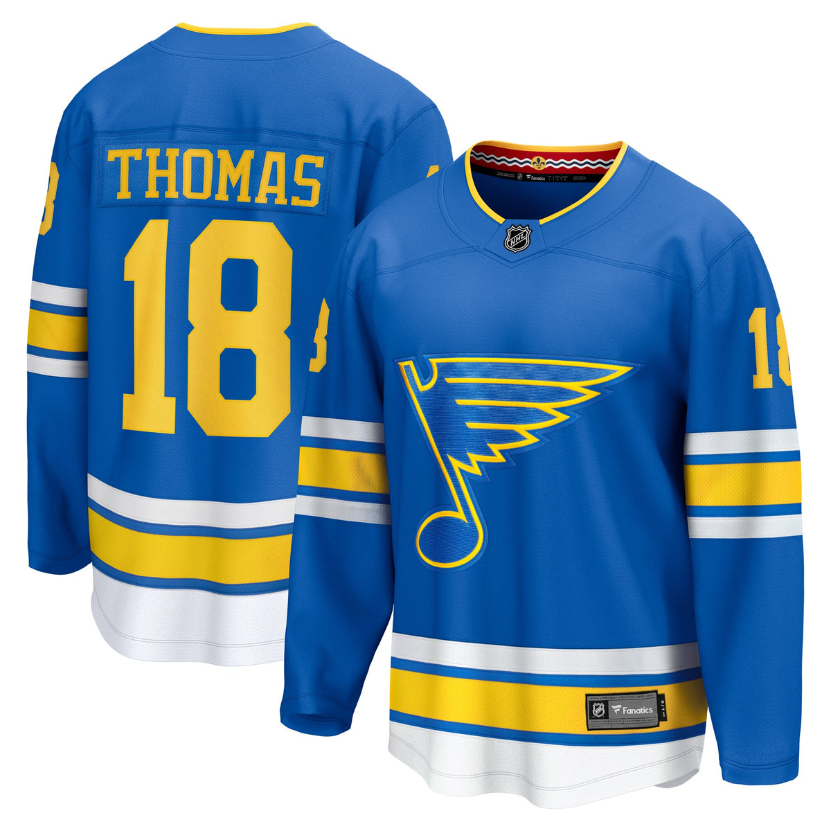 St. Louis Blues Fanatics Branded Home Breakaway Jersey - Blue - Robert Thomas - Mens
