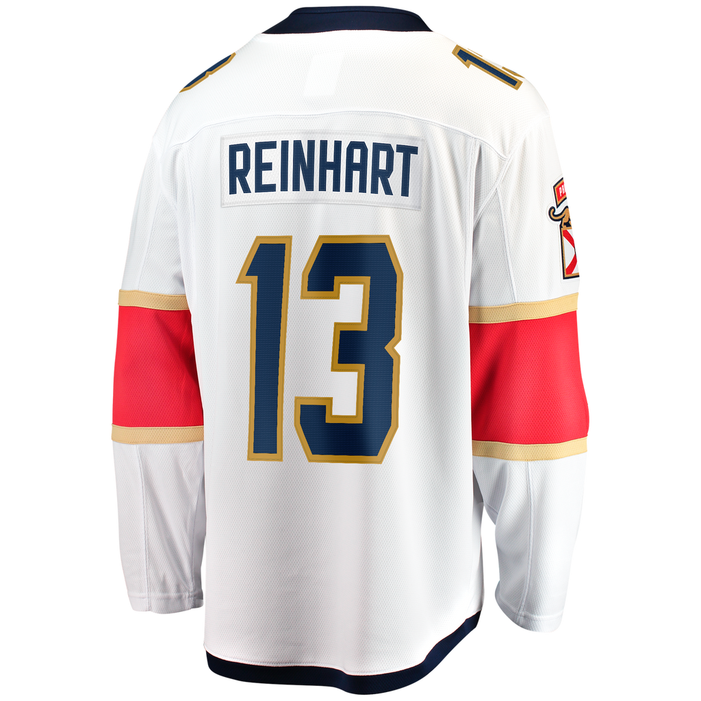 Florida Panthers Fanatics Away Breakaway Jersey - White - Sam Reinhart - Mens