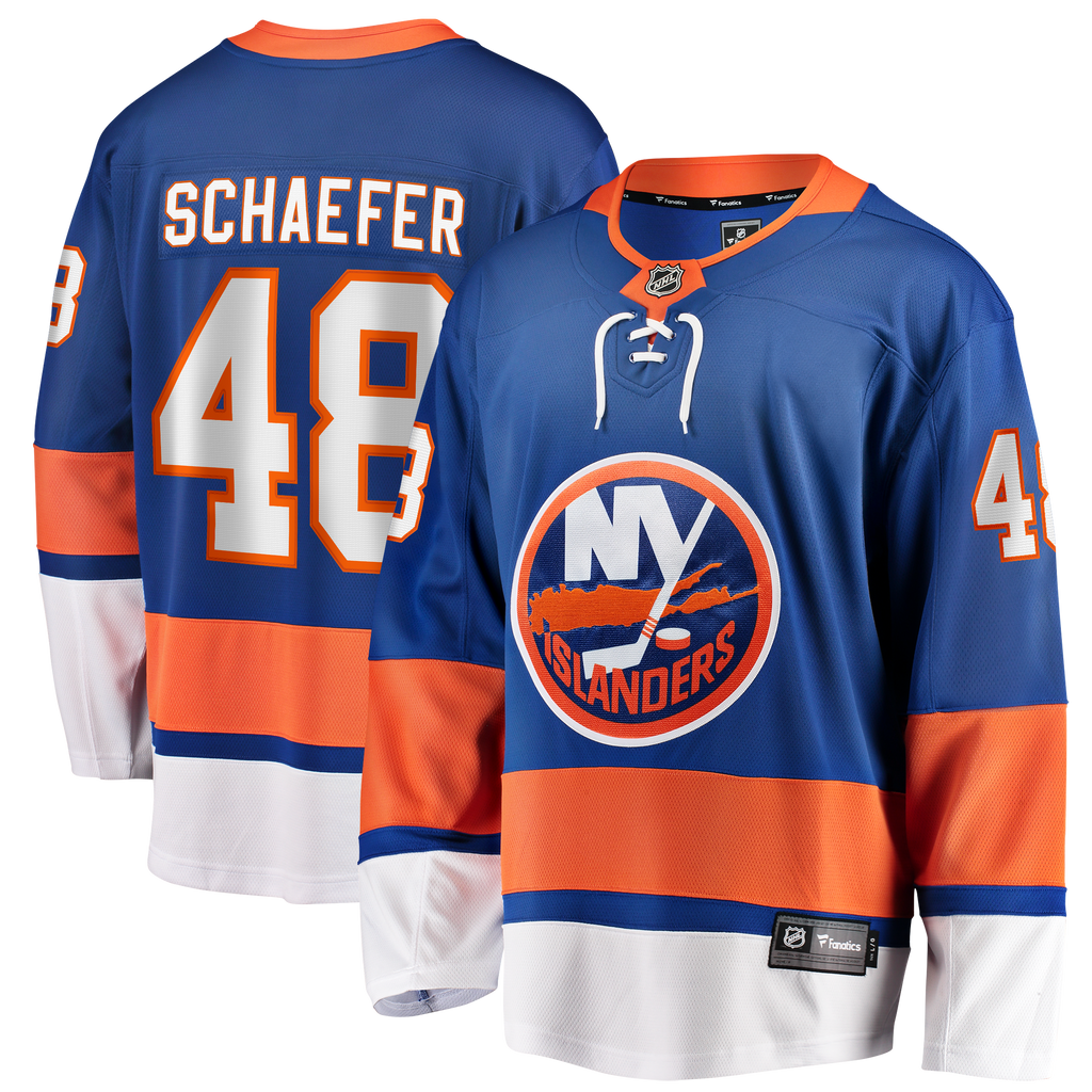 New York Islanders Fanatics Home Breakaway Jersey - Royal - Matthew Schaefer - Mens