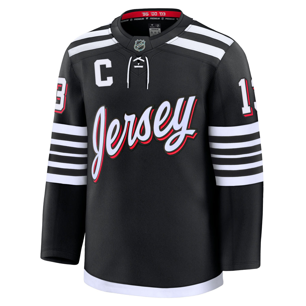 Men's Fanatics Nico Hischier Black New Jersey Devils Alternate Premium Jersey