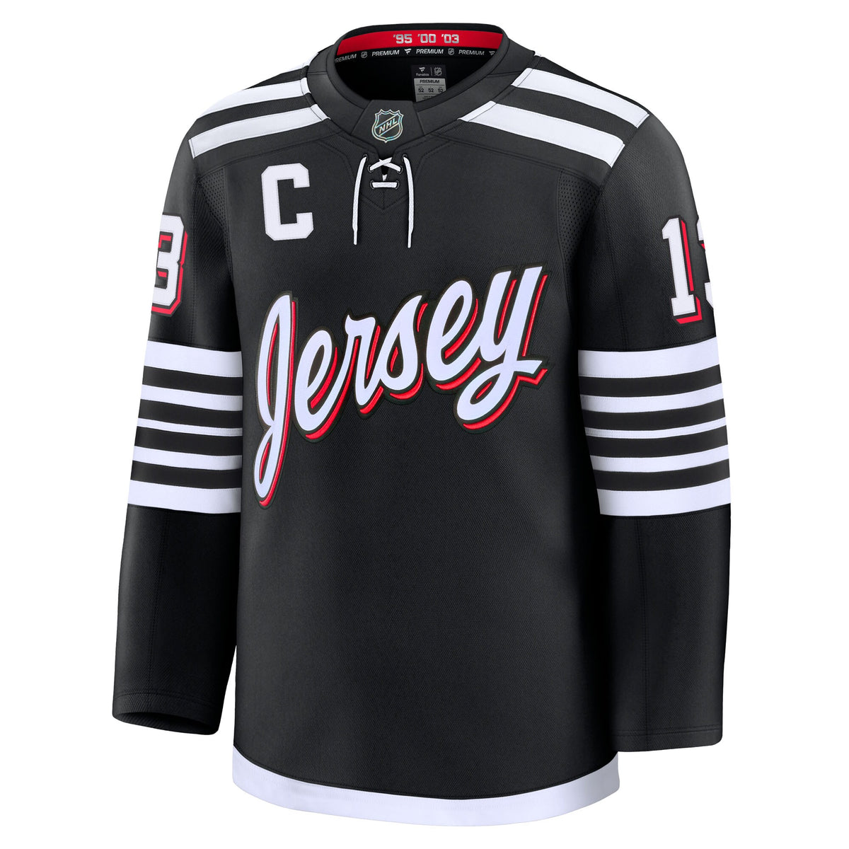 Men's Fanatics Nico Hischier Black New Jersey Devils Alternate Premium Jersey