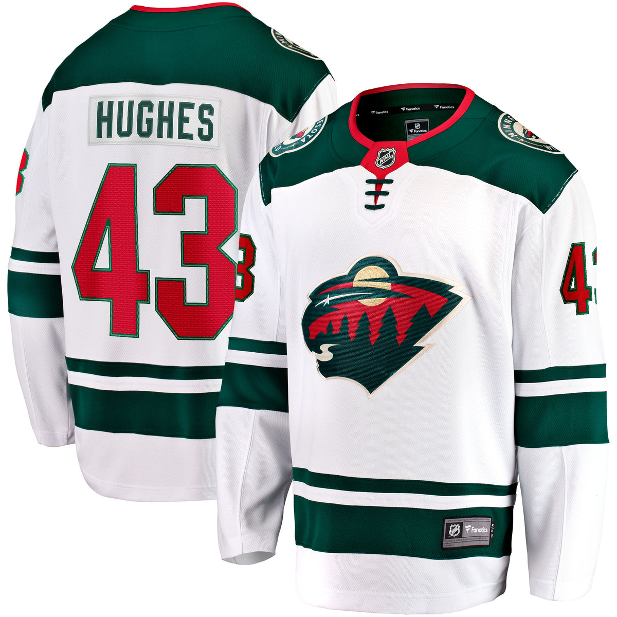 Minnesota Wild Fanatics Away Breakaway Jersey - White - Quinn Hughes - Mens