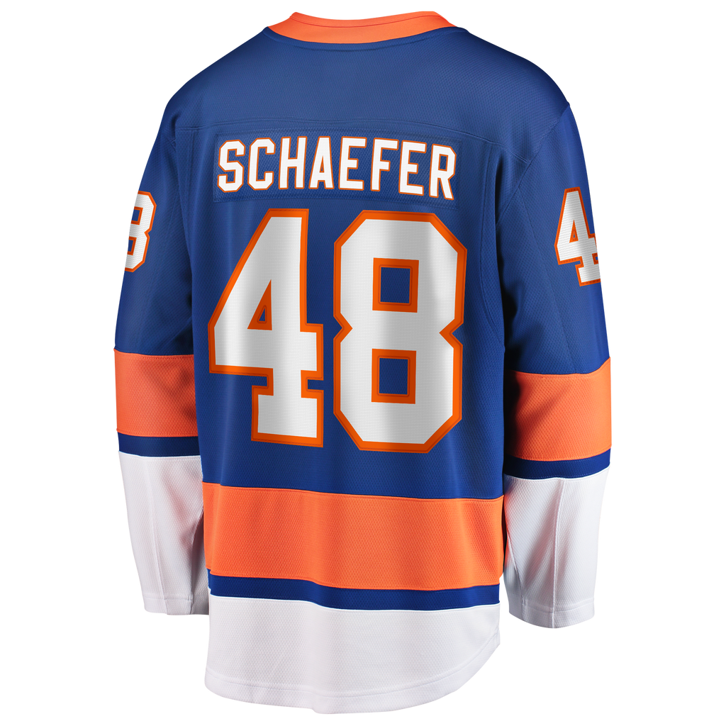 New York Islanders Fanatics Home Breakaway Jersey - Royal - Matthew Schaefer - Mens