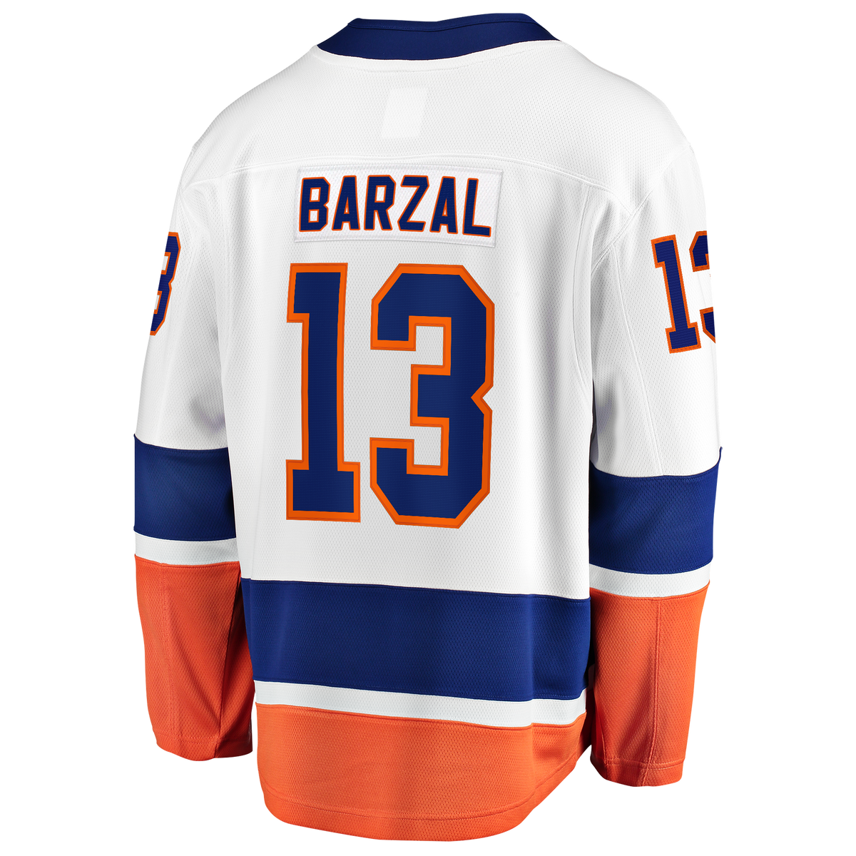 New York Islanders Fanatics Away Breakaway Jersey - White - Mathew Barzal - Mens