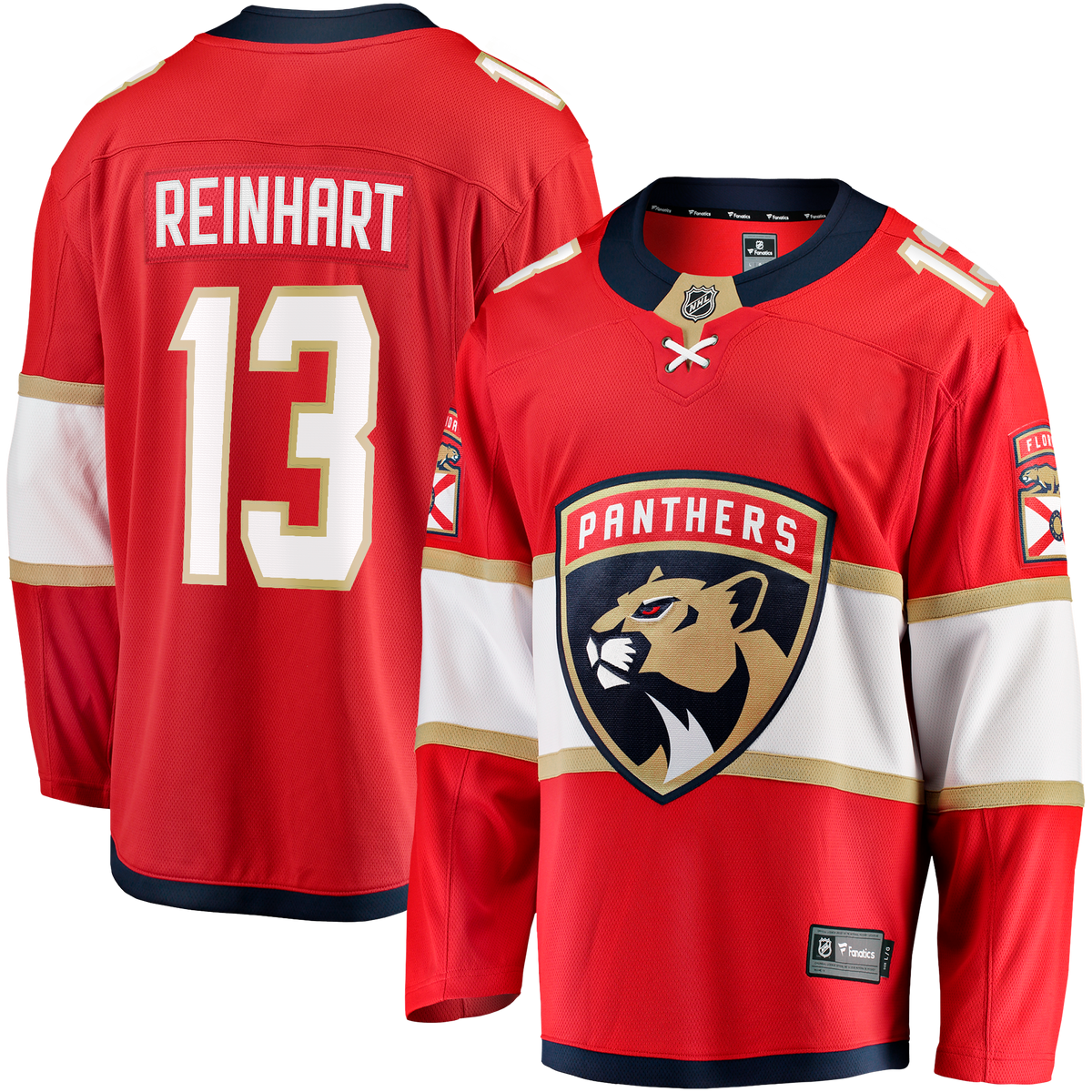 Florida Panthers Fanatics Home Breakaway Jersey - Red - Sam Reinhart - Mens