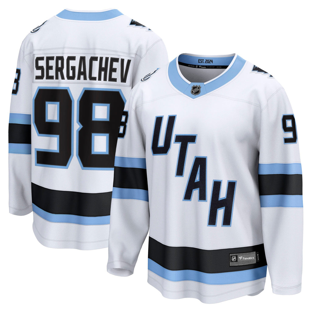 Utah Mammoth Fanatics Away Breakaway Jersey - White - Mikhail Sergachev - Mens