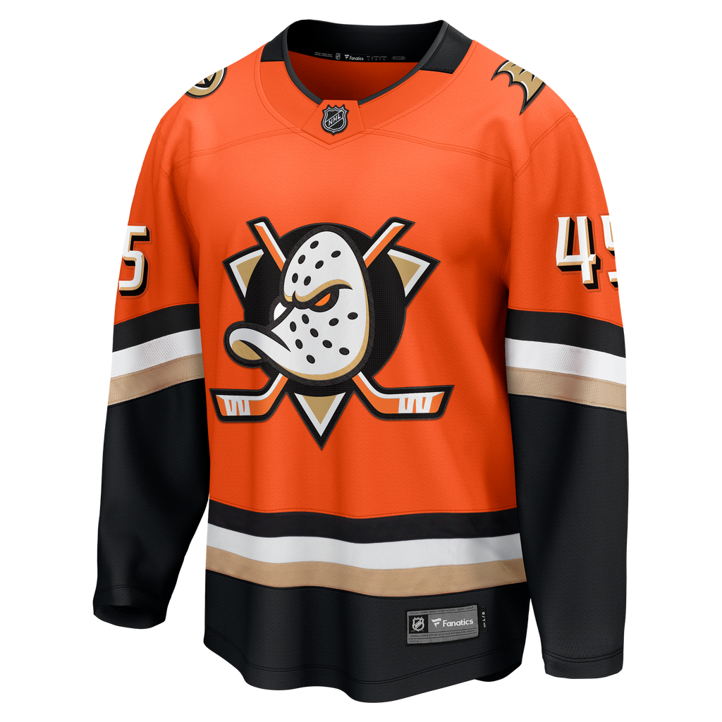Anaheim Ducks Fanatics Home Breakaway Jersey - Orange - Beckett Sennecke - Mens